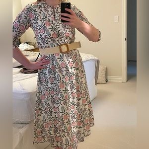 Shahenaz Cotton block print dress India size medium birds pomegranates